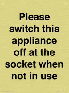 Please switch this appliance off at the socket when not in use